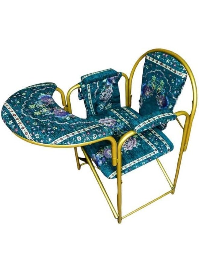 سندس كرسي صلاة إسلامي مع مسند للركبة - كرسي صلاة إسلامي قابل للطي مع دعم للظهر ومقعد مبطن - مثالي لكبار السن وذوي الاحتياجات الخاصة - أثاث صلاة مريح وقابل للنقل - أخضر - Image 1